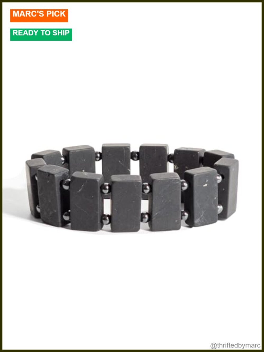 Shungite Hematite Beaded Stretch Bracelet Unisex Wellness